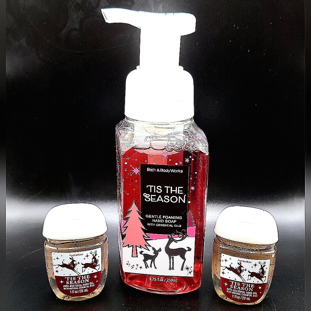 TIS THE SEASON GENTLE FOAMING HAND SOAP & 2 HAND SANITIZERS